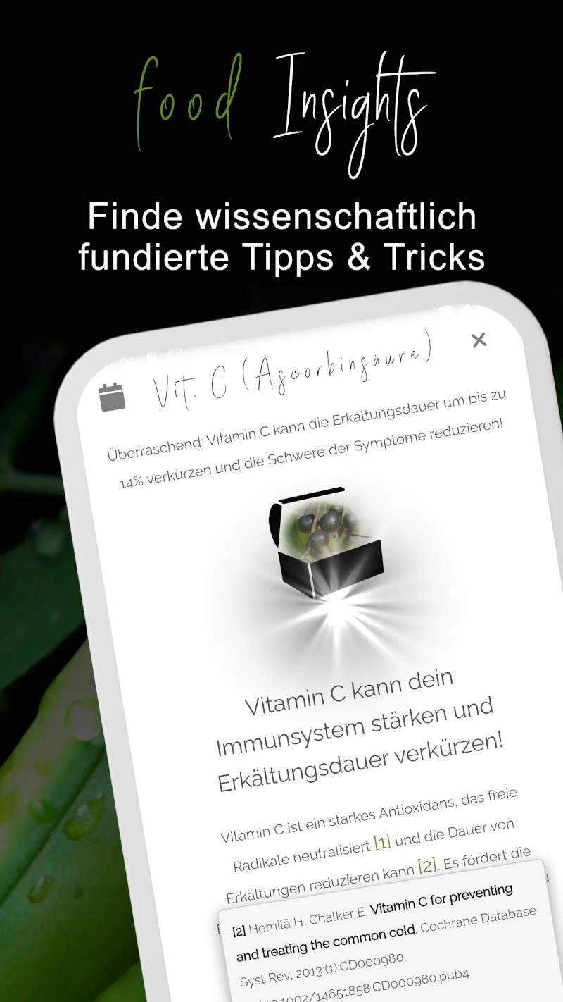 Food Insights mit Quellenangaben: Studien per Tap einblenden