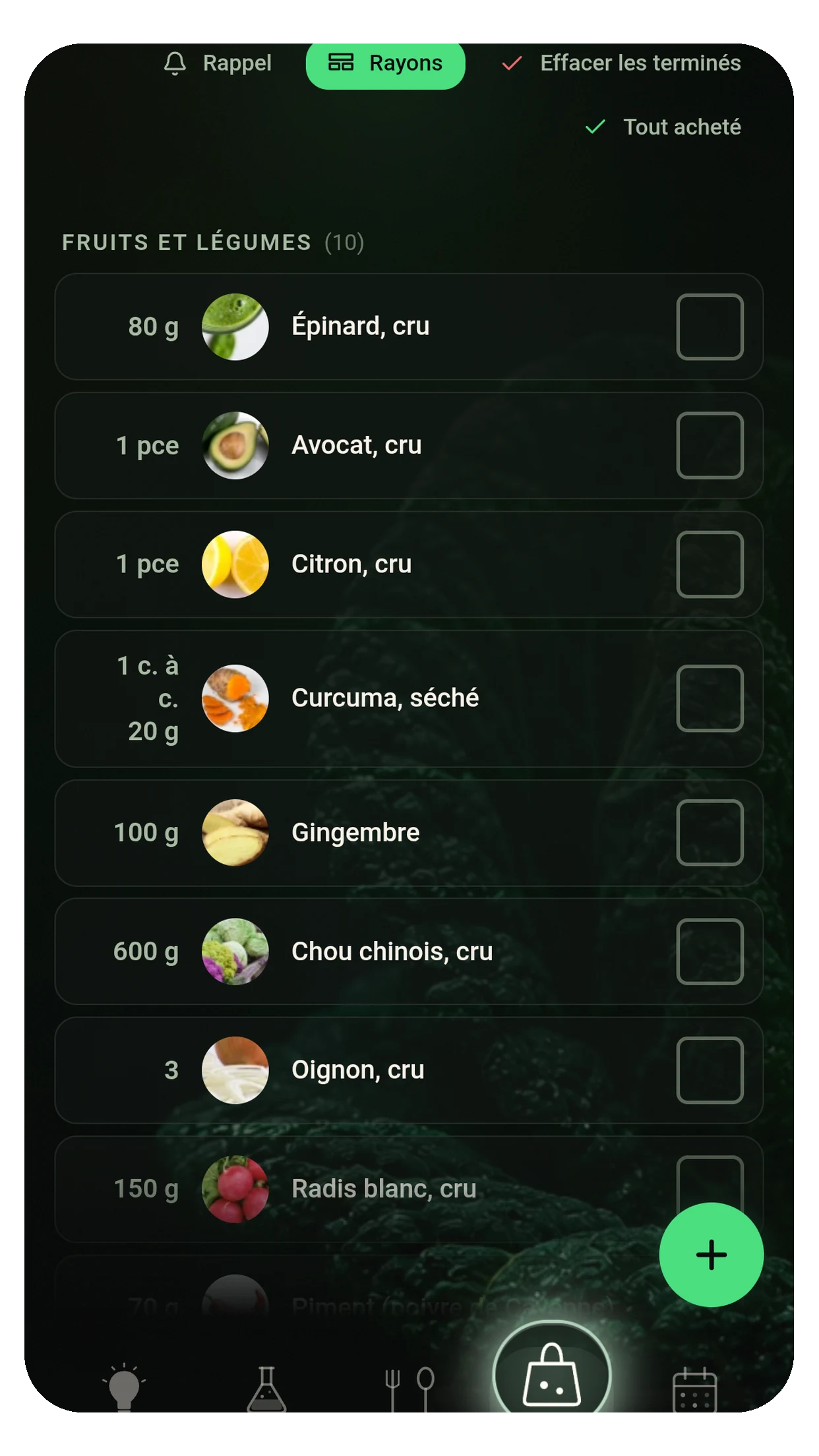 App de recettes minceur – analyser les valeurs nutritionnelles & créer des listes de courses automatiquement