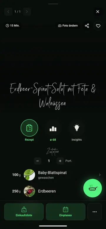 Kochmodus in der Food Secrets App — Rezept Schritt für Schritt mit Timer