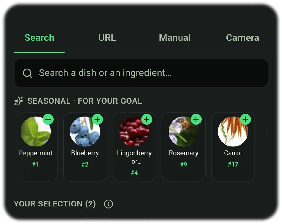 Find goal-oriented recipes by ingredient and cook with the Food Secrets app.