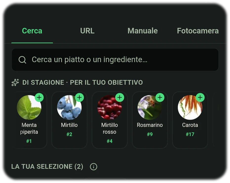 Trovare ricette mirate per ingrediente e cucinare con l'app Food Secrets.
