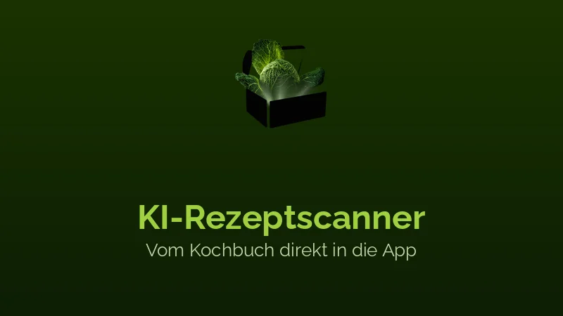 AI recipe scanner in the Food Secrets app — photograph a cookbook and import the recipe