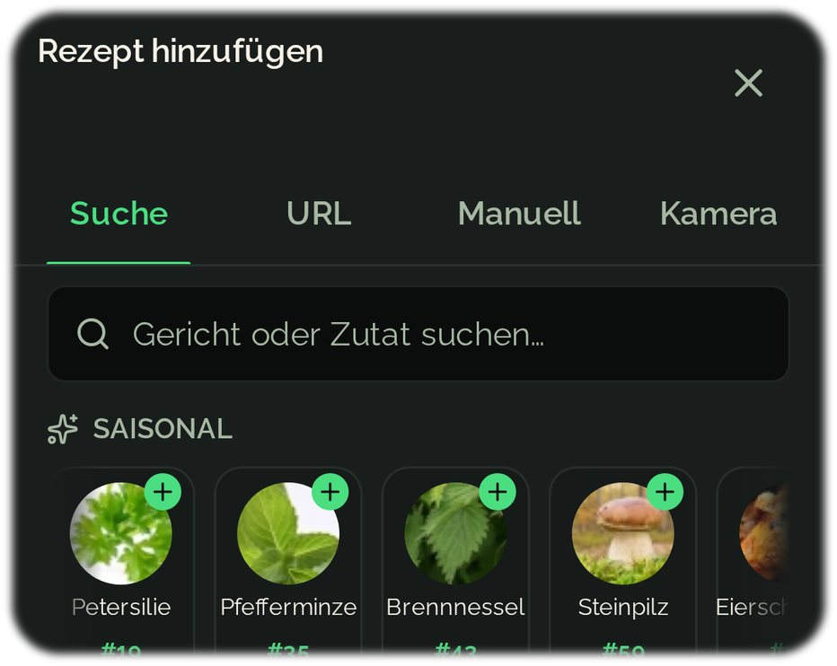 Zielgerichtete Rezepte nach Zutat finden und mit der Food Secrets App kochen.