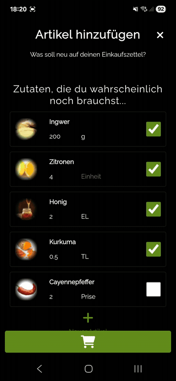 Smart shopping list demo — automatically sorted