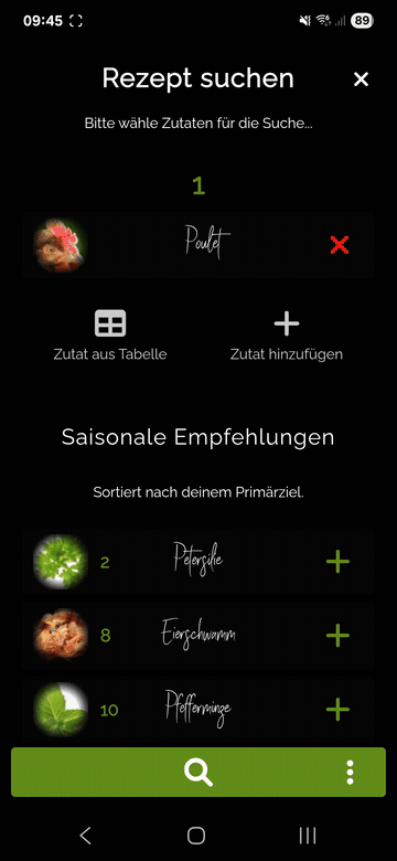 Seasonal recipe search demo — recipes by season